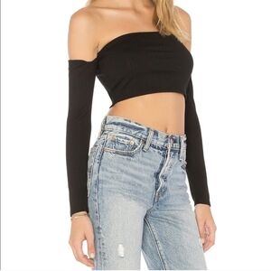 Lovers + Friends Cha Cha Crop Top Black Ribbed Women's Size XS